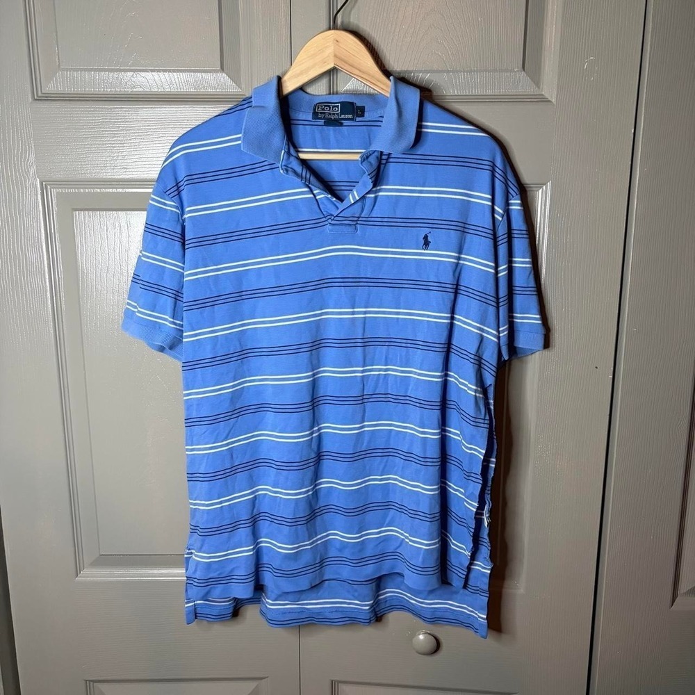 Polo Ralph Lauren striped polo  Size L blue preppy classic summer